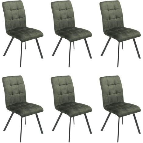 JOHN - Lot de 6 Chaises Capitonnées Vert (1/2)