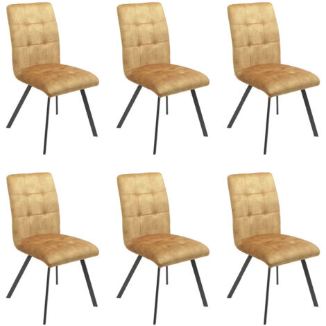 JOHN - Lot de 6 Chaises Capitonnées Jaune (1/2)