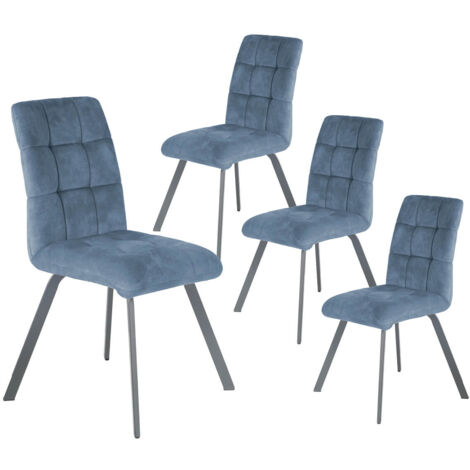 JOHN - Lot de 4 Chaises Capitonnées Bleu Gris (1/2)