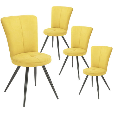 PARIL - Lot de 4 Chaises Matelassées Jaunes (1/2)