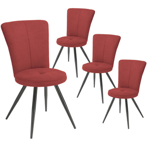 PARIL - Lot de 4 Chaises Matelassées Rouges (1/2)