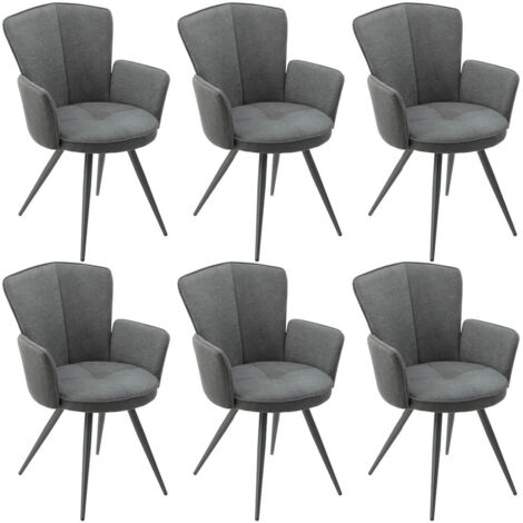 MALO - Lot de 6 Fauteuils Matelassés Gris Piètement Mat (1/2)