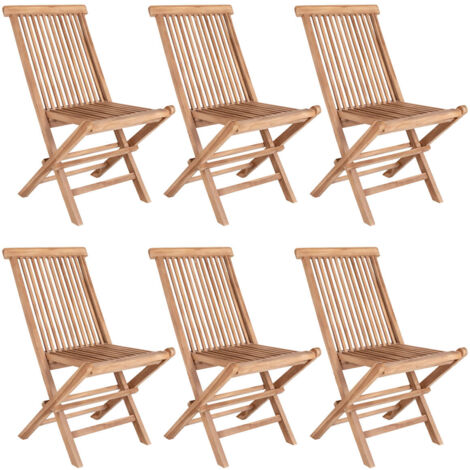 HORIZON - Lot de 6 Chaises de Jardin en Teck Massif Naturel (1/5)
