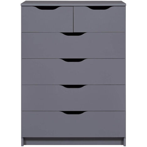 JENNY - Commode Haute 6 Tiroirs Coloris Anthracite (1/5)