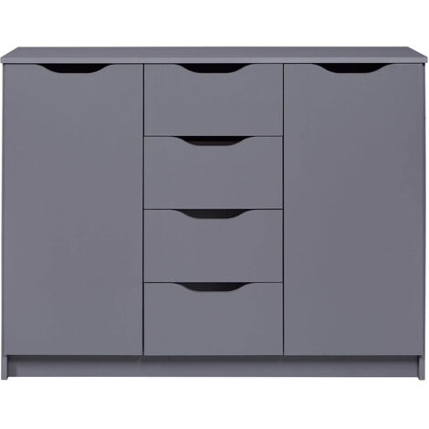 JENNY - Meuble 2 Portes 4 Tiroirs Coloris Anthracite (1/5)