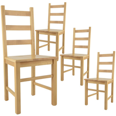 ORTA - Lot de 4 Chaises Naturelles et Assises en Bois (1/3)