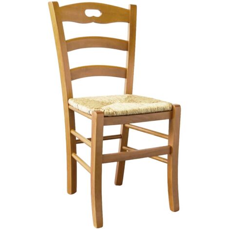 Lot De 2 Chaises En Chêne Avec Assise En Paille - Style Campagne - Dimensions 87x40x40 Cm