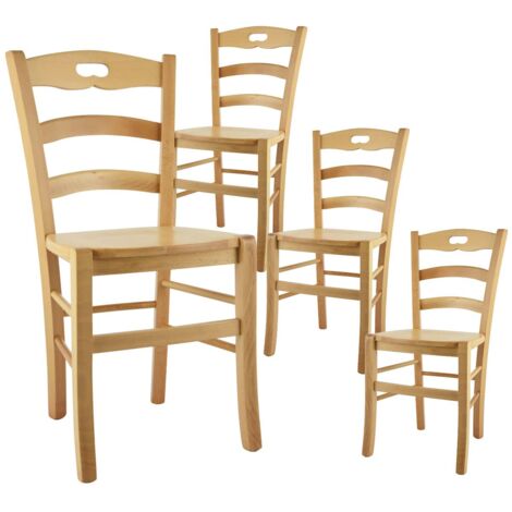 SUZY - Lot de 4 Chaises Naturelles et Assises en Bois (1/2)