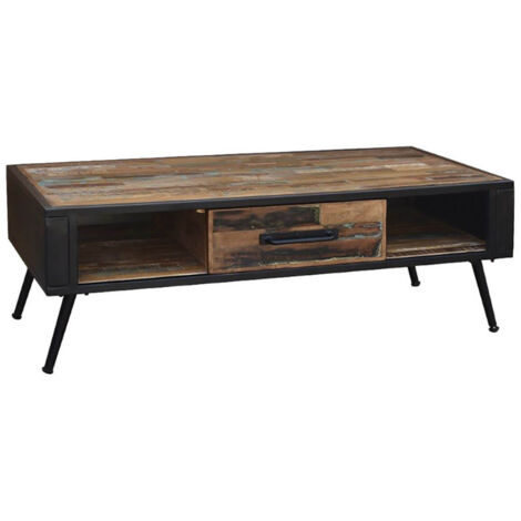 NESSA - Table Basse 1 Tiroir Manguier Massif Recyclé (1/3)