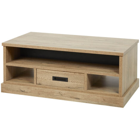 CEDRA - Table Basse Industrielle 1 Tiroir 3 Niches (1/5)