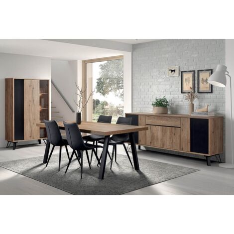 CARSON - Ensemble Séjour Complet avec Table 200cm Piètement Métal A (1/5)
