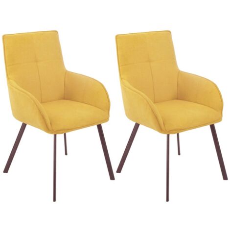 CATILA - Lot de 2 Fauteuils Jaunes Piètement Gris Mat (1/3)