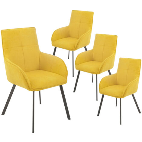 CATILA - Lot de 4 Fauteuils Jaunes Piètement Gris Mat (1/2)