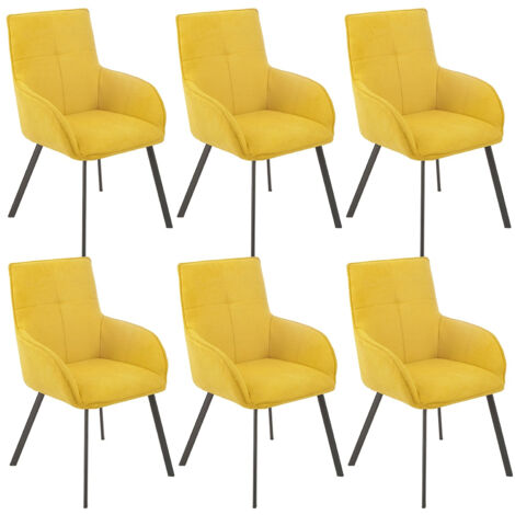 CATILA - Lot de 6 Fauteuils Jaunes Piètement Gris Mat (1/2)
