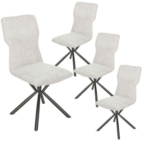 PAST - Lot de 4 Chaises Tissu Chiné Blanc Piètement Etoile (1/2)
