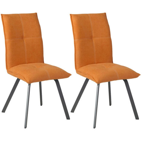 BISPO - Lot de 2 Chaises Tissu Coloris Orange (1/5)