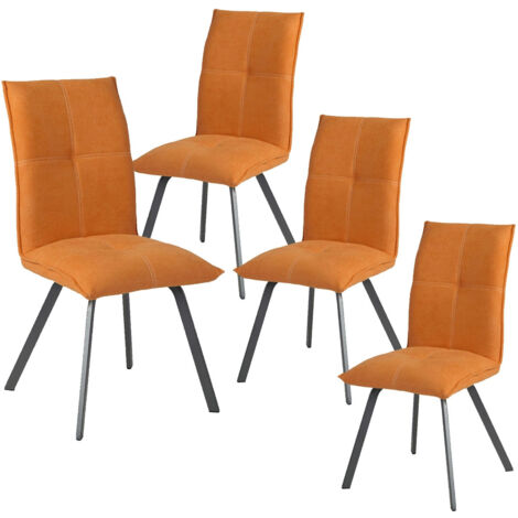 BISPO - Lot de 4 Chaises Tissu Coloris Orange (1/5)