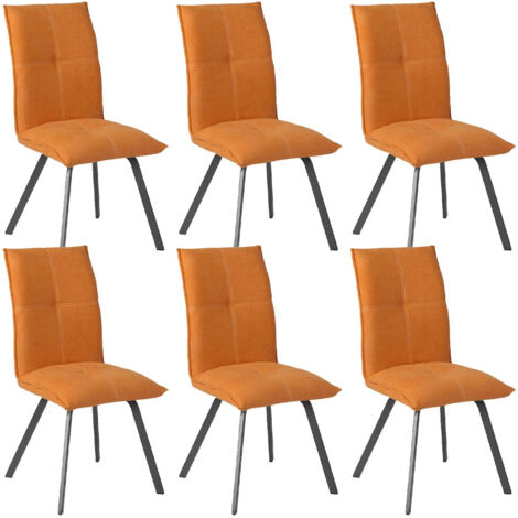 BISPO - Lot de 6 Chaises Tissu Coloris Orange (1/5)