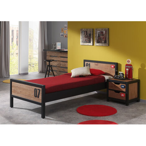 TCHAD - Pack Lit 90x200cm + Chevet en Pin Massif (1/3)