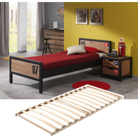 TCHAD - Ensemble Lit 90x200cm avec Sommier + Chevet (1/5)