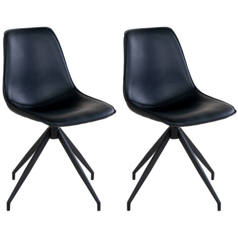 GOOP - Lot de 2 Chaises Pivotantes Simili Cuir Noir (1/5)