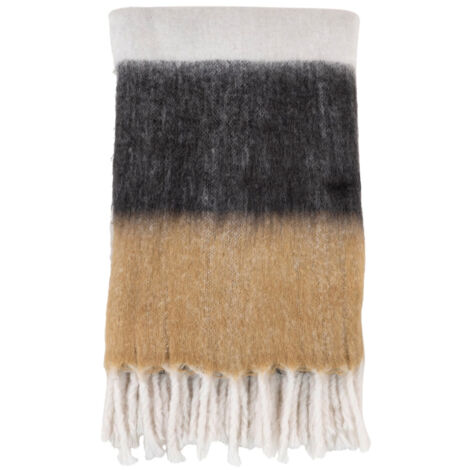 MEMET - Plaid Blanc Noir et Marron 170x130cm (1/4)