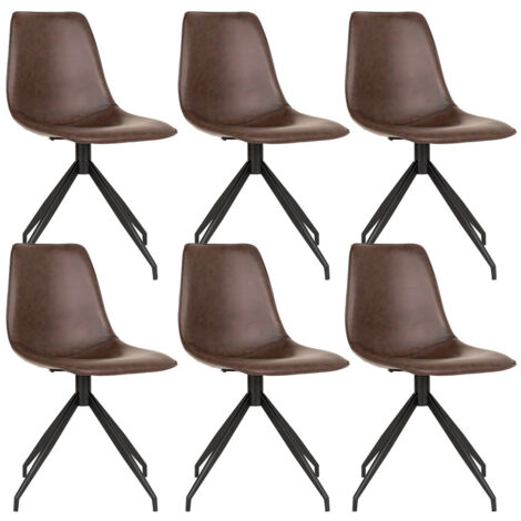 GOOP - Lot de 6 Chaises Pivotantes Simili Cuir Marron (1/5)