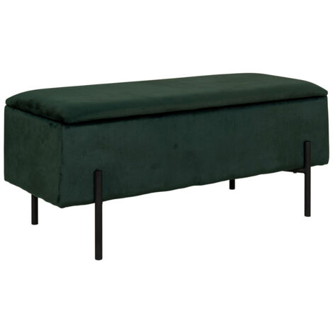 Banquette design en velours vert foncé avec rangement ODESSA