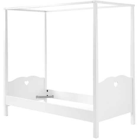 MILADY - Lit à Baldaquin 90x200cm Blanc Motifs Coeurs (1/2)