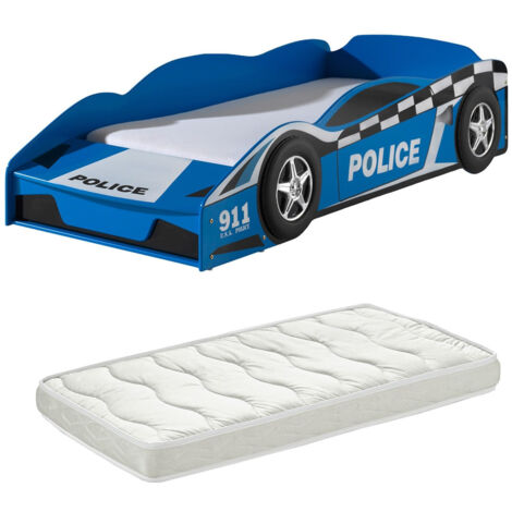 DISTRICT - Lit Voiture Police Racing 70x140cm avec Matelas (1/3)