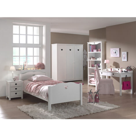 MILADY - Lit 90x200cm + Chevet + Armoire 3P + Pack Bureau (1/5)