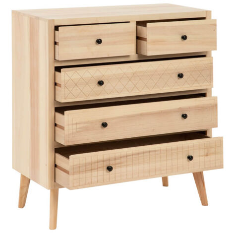 PAPLIO - Commode 5 Tiroirs en MDF et Bois de Peuplier