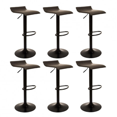 BOLY - Lot de 6 Tabourets Simili Cuir Marron Foncé (1/5)