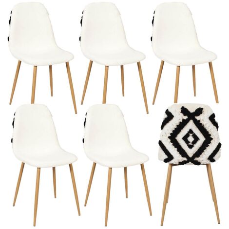 WAP - Lot de 6 Chaises Blanches et Noires Pieds Effet Bois (1/5)