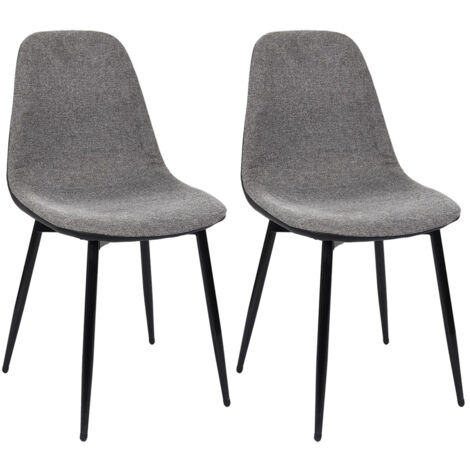 PIAGA - Lot de 2 Chaises Tissu Noir et Gris Chiné (1/5)