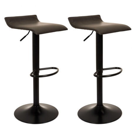 BOLY - Lot de 2 Tabourets Simili Cuir Marron Foncé (1/5)