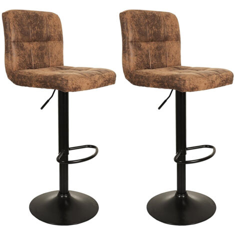 JULIO - Lot de 2 Tabourets Simili Marron Camel (1/5)