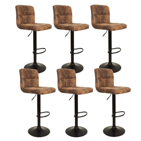 JULIO - Lot de 6 Tabourets Simili Marron Camel (1/5)