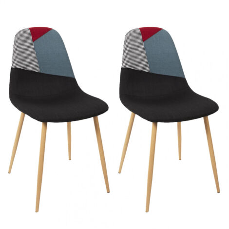 FILLA - Lot de 2 Chaises Tricolores et Motif Pied de Poule (1/5)