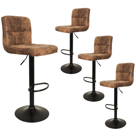 JULIO - Lot de 4 Tabourets Simili Marron Camel (1/5)