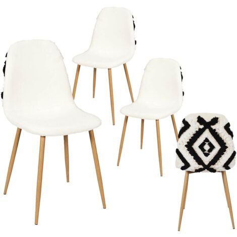 WAP - Lot de 4 Chaises Blanches et Noires Pieds Effet Bois (1/5)