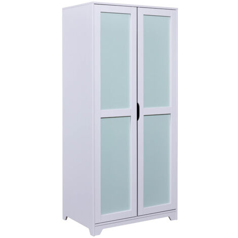 GLASCA - Armoire 2 Portes en Pin Gris et Vert d'Eau (1/5)