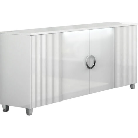 MARIKA - Buffet 4 Portes Laqué Blanc avec Leds (1/3)