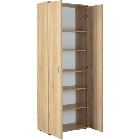 LIST - Lot de 2 Armoires de Rangement 2 Portes Aspect Bois