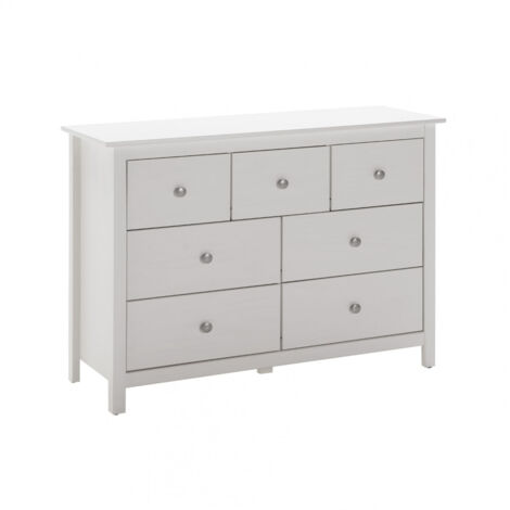 FRED - Commode 7 Tiroirs Bois Massif Coloris Blanc (1/5)