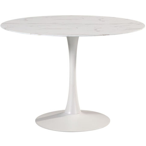 SCARS - Table Ronde Ø110cm Céramique Blanche Motif Craquelures (1/4)