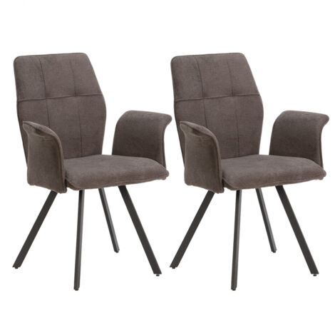 SELMA - Lot de 2 Fauteuils Tissu Gris Anthracite Effet Tricoté Pieds Métal Noir (1/5)