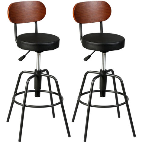 Tabourets De Bar Réglables Tissu Gris Anthracite Métal Noir (lot De 2