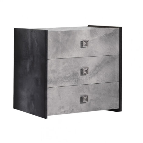HYDE - Commode 3 Tiroirs Longueur 120cm Gris Effet Pierre (1/3)