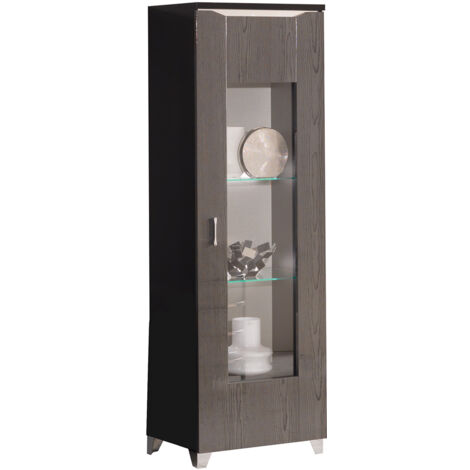 ANASMA - Vitrine Porte Droite Laquée et Effet Bois avec Leds